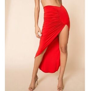 NWT Superdown Red Candace Slinky Maxi Skirt